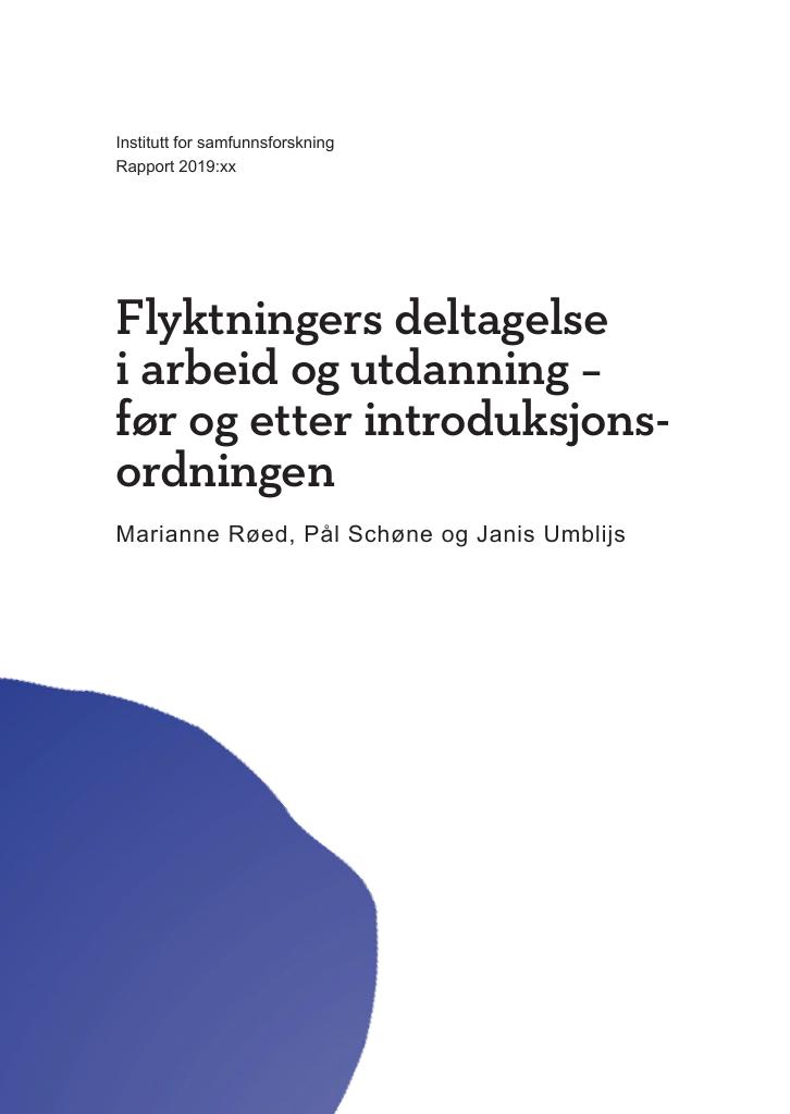 Forsiden av dokumentet Flyktningers deltagelse
i arbeid og utdanning – før og etter introduksjons­ ordningen