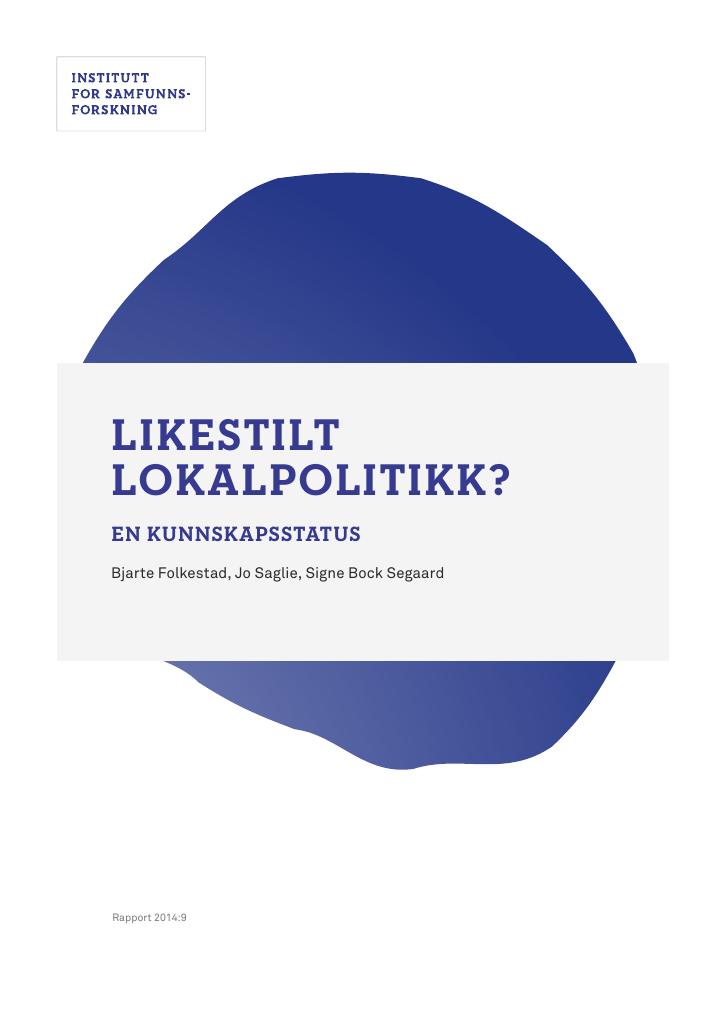 Forsiden av dokumentet Likestilt lokalpolitikk?