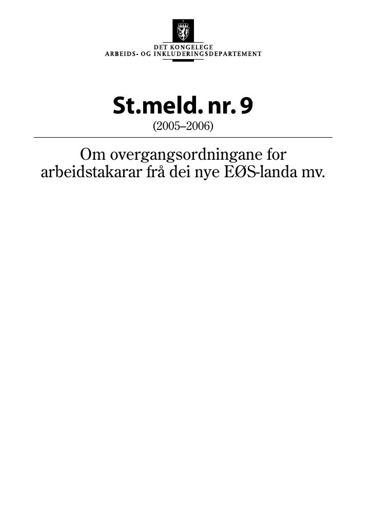 Forsiden av dokumentet St.meld. nr. 9 (2005-2006)