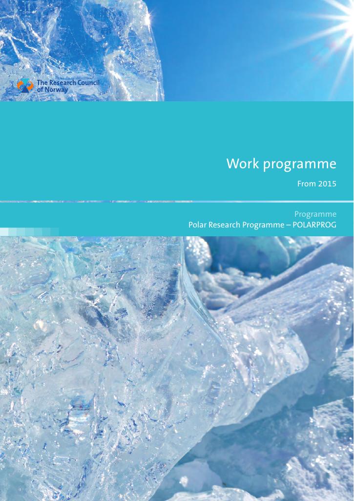 Forsiden av dokumentet Work programme - POLARPROG From 2015