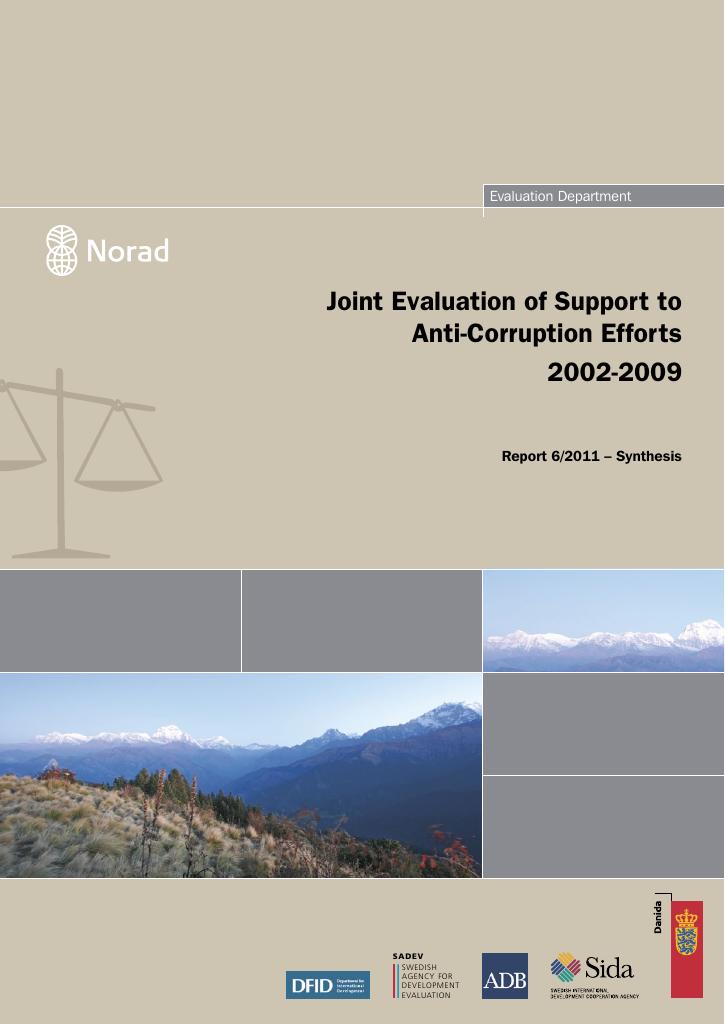 Forsiden av dokumentet Joint Evaluation of Support to Anti-Corruption Efforts 2002-2009