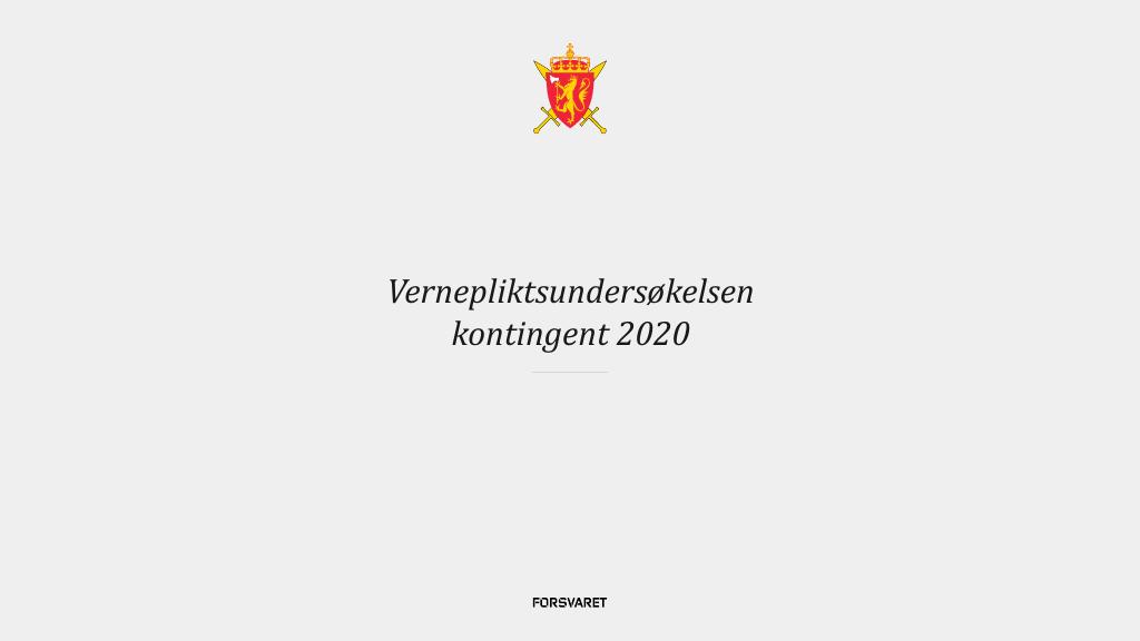 Forsiden av dokumentet Vernepliktsundersøkelsen 2020