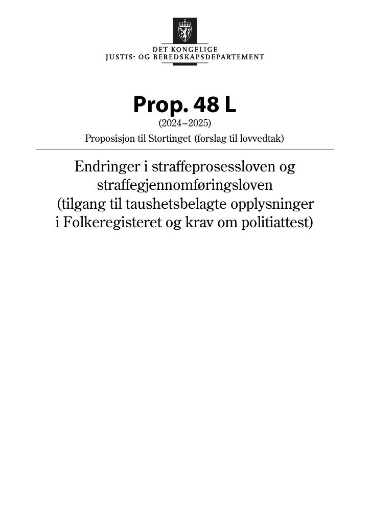 Forsiden av dokumentet Prop. 48 L (2024–2025)