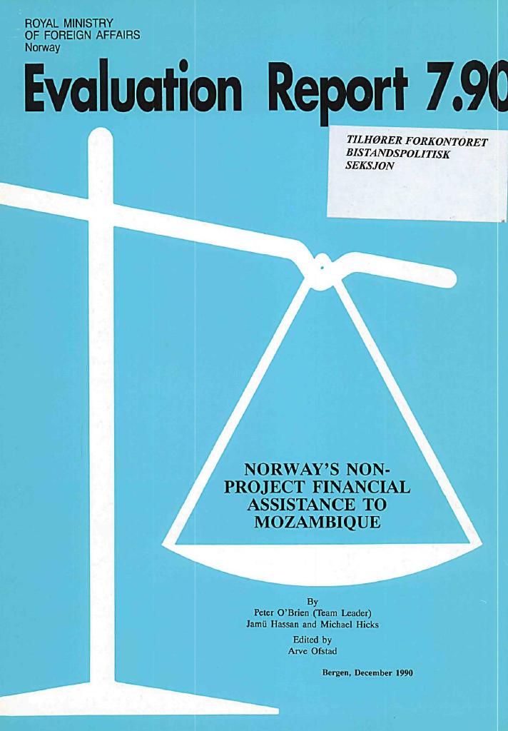 Forsiden av dokumentet Evaluation of Norway's Non-Project Financial Assistance to Mozambique