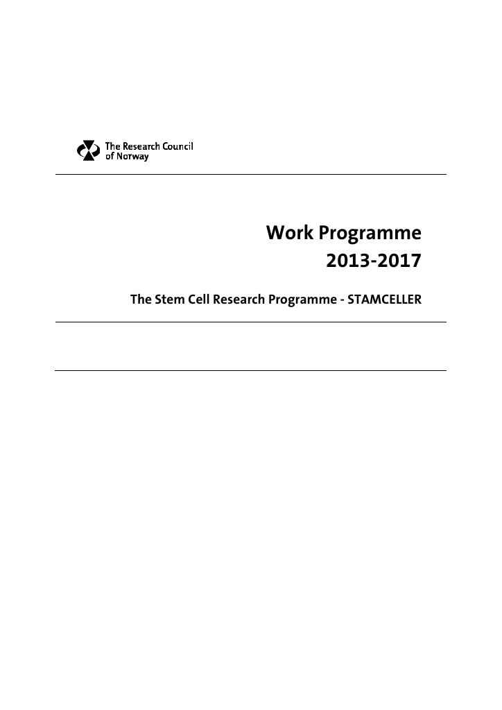 Forsiden av dokumentet Work programme 2013 - 2017