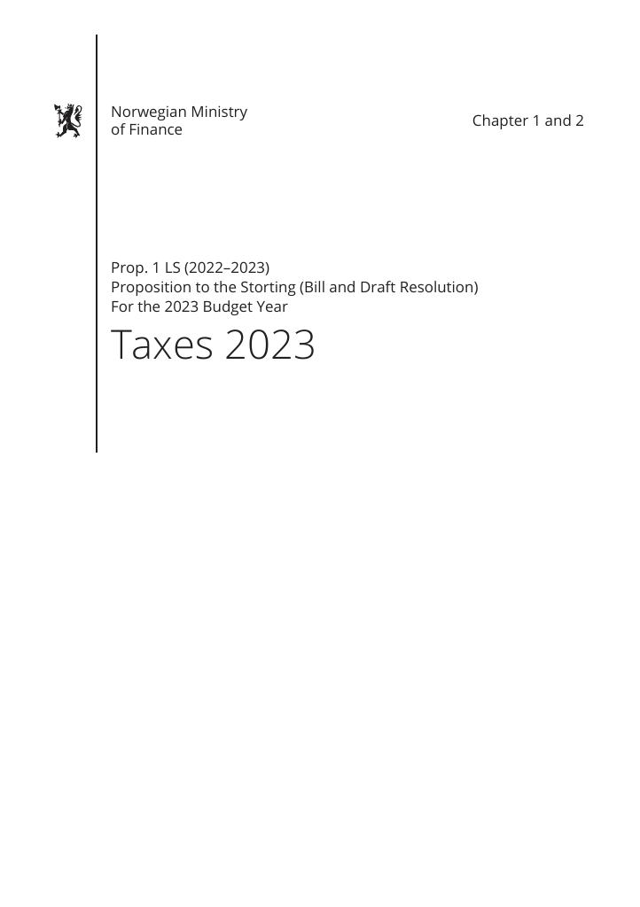 Forsiden av dokumentet Prop. 1 LS (2022–2023)
