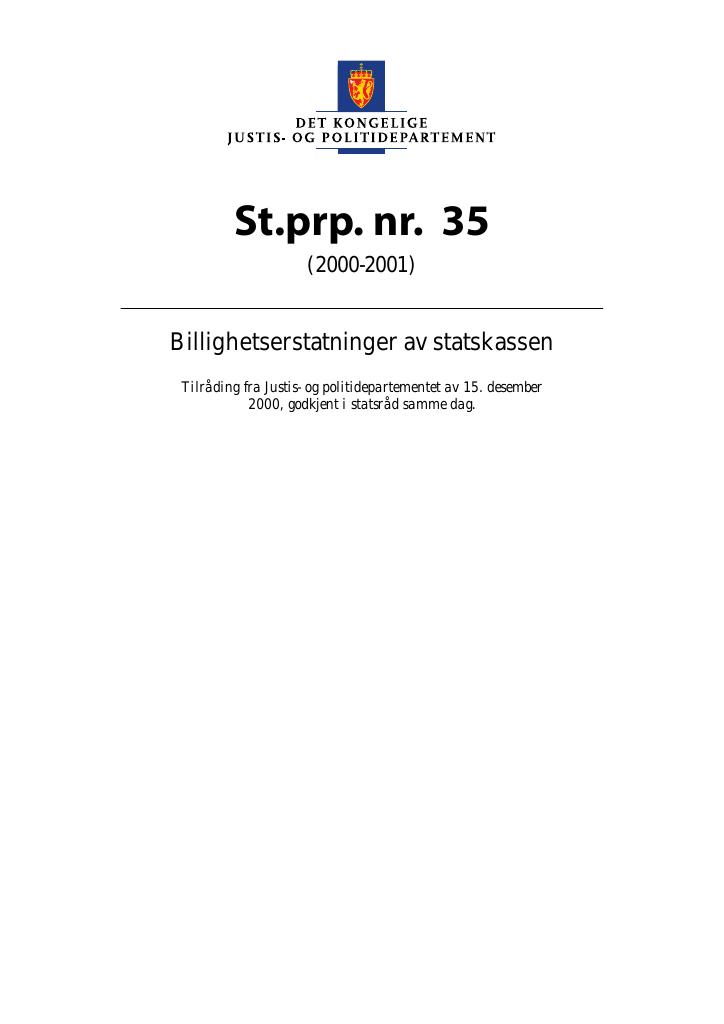 Forsiden av dokumentet St.prp. nr. 35 (2000-2001)