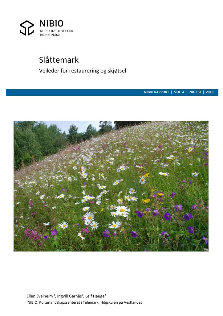 Forsiden av dokumentet Slåttemark, veileder for restaurering og skjøtsel