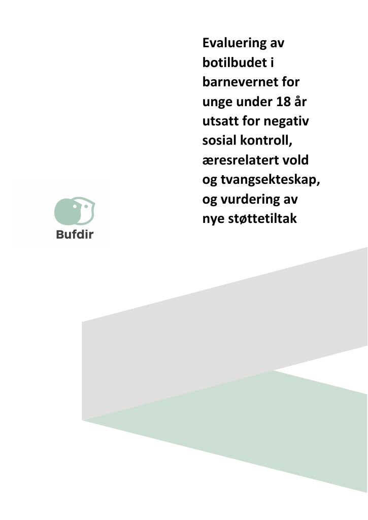 Evaluering Av Botilbudet I Barnevernet For Unge Under 18 år Utsatt For ...