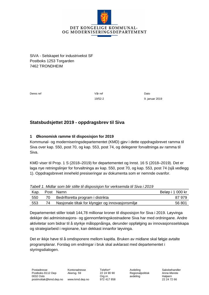 2019: Oppdragsbrev Med Vedlegg (pdf) - Kudos