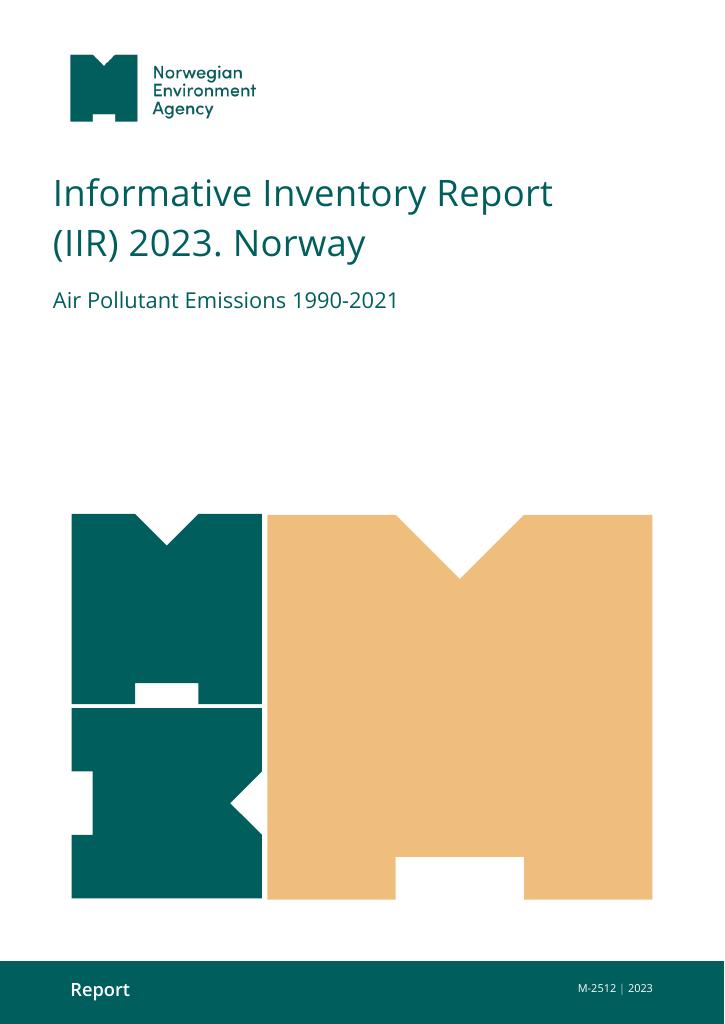 Forsiden av dokumentet Informative Inventory Report (IIR) 2023. Norway : Air Pollutant Emissions 1990-2021