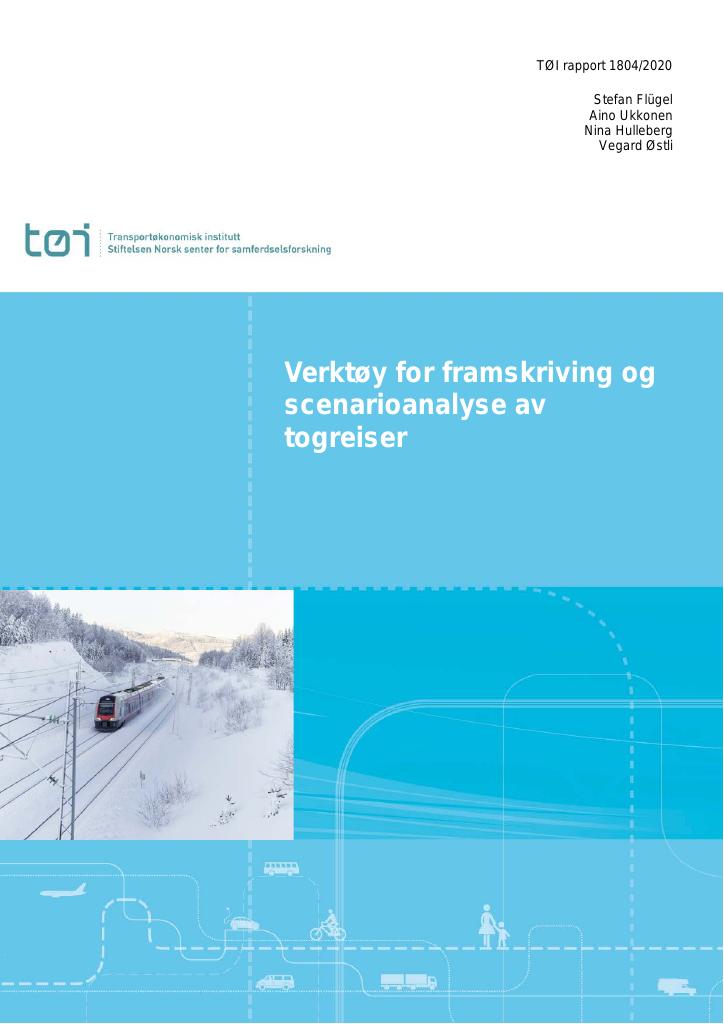 Forsiden av dokumentet Verktøy for framskriving og scenarioanalyse av togreiser