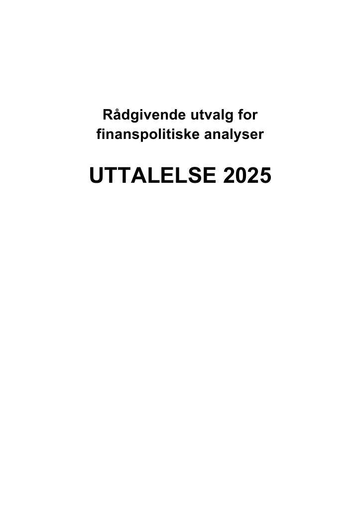 Forsiden av dokumentet Rådgivende utvalg for finanspolitiske analyser - UTTALELSE 2025