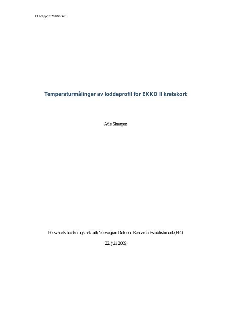 Forsiden av dokumentet Temperaturmålinger av loddeprofil for EKKO II kretskort