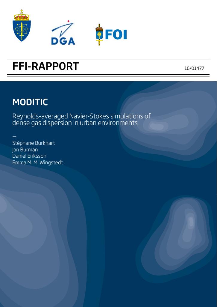 Forsiden av dokumentet MODITIC - Reynolds-averaged Navier-Stokes simulations of dense gas dispersion in urban environments