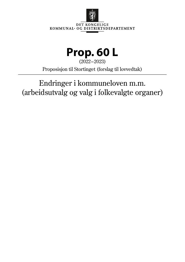 Forsiden av dokumentet Prop. 60 L (2022–2023)
