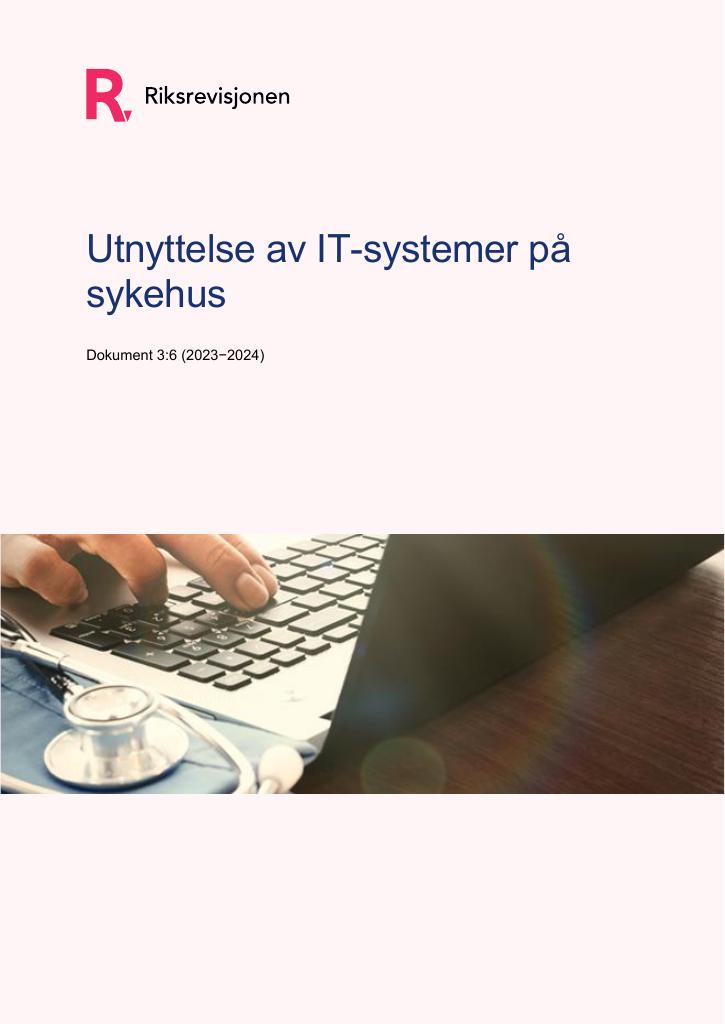 Forsiden av dokumentet Utnyttelse av IT-systemer på sykehus