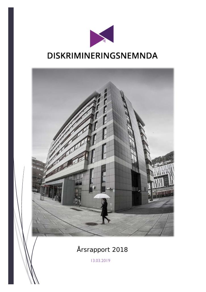 Forsiden av dokumentet Årsrapport Diskrimineringsnemnda 2018