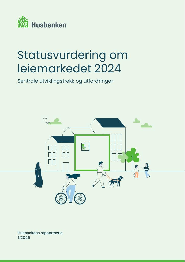 Forsiden av dokumentet Statusvurdering om leiemarkedet 2024. Sentrale utviklingstrekk og utfordringer.