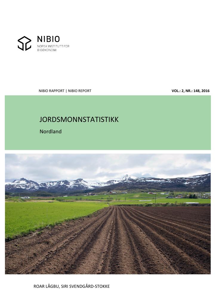 Forsiden av dokumentet Jordsmonnstatistikk. Nordland