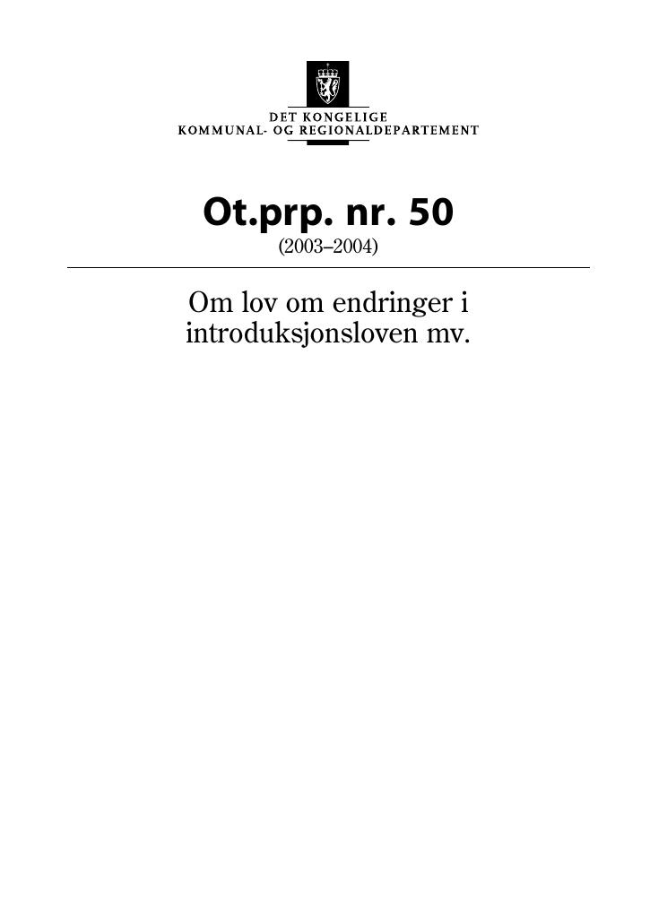 Forsiden av dokumentet Ot.prp. nr. 50 (2003-2004)