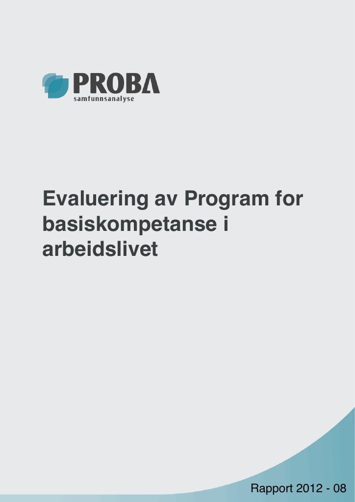 Forsiden av dokumentet Evaluering av Program for basiskompetanse