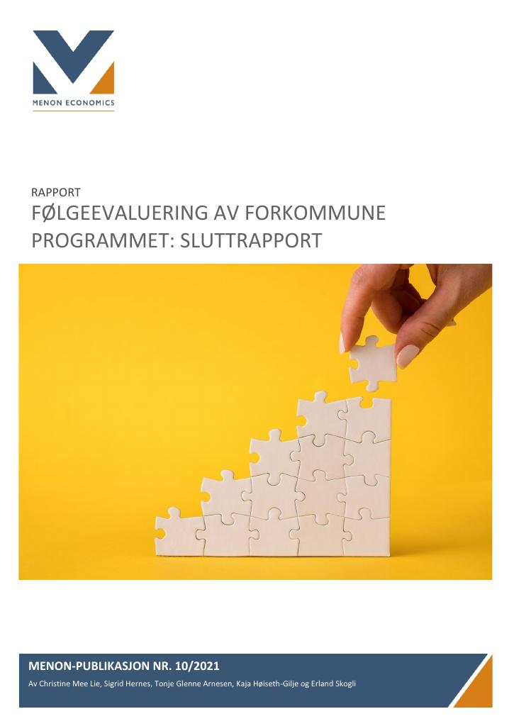 Forsiden av dokumentet Følgeevaluering av FORKOMMUNE programmet