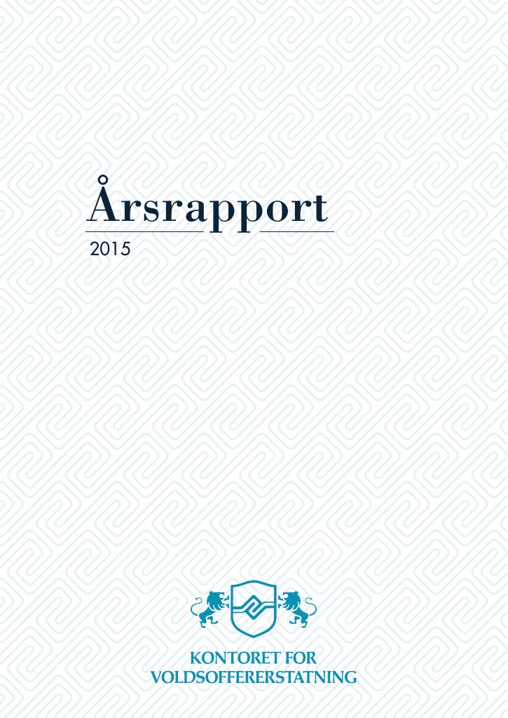 Forsiden av dokumentet Årsrapport Kontoret for voldsoffererstatning 2015