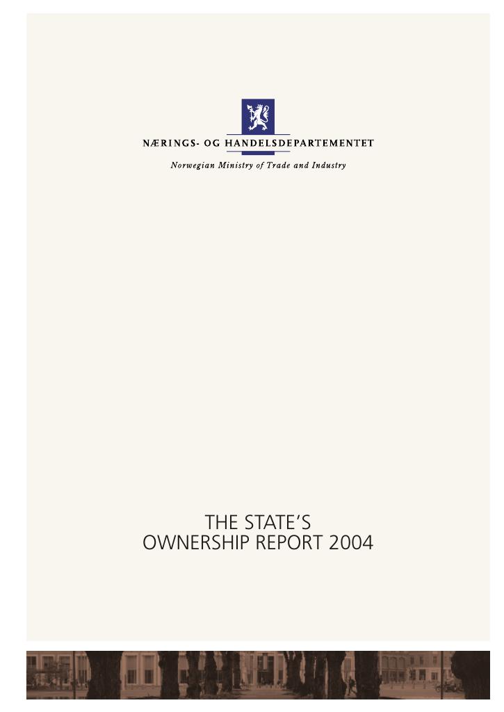 Forsiden av dokumentet The State's Ownership Report 2004 (.pdf -6677 kB)