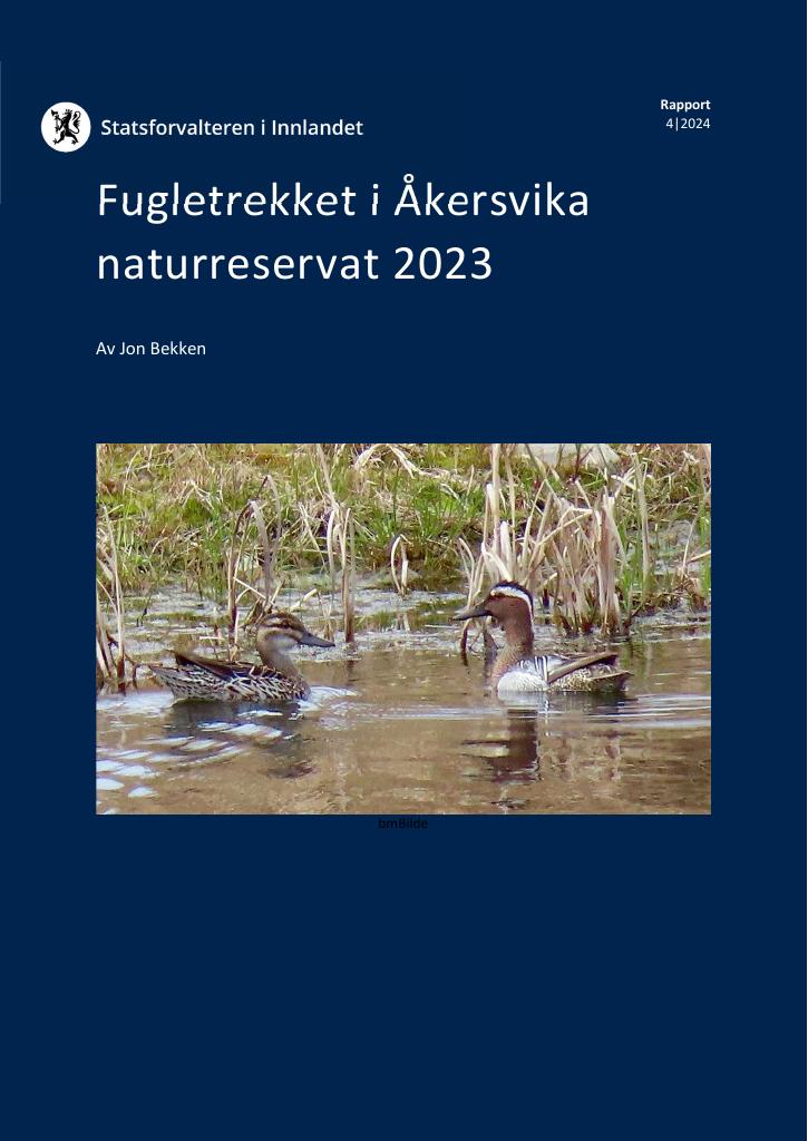 Forsiden av dokumentet Fugletrekket i Åkersvika naturreservat 2023