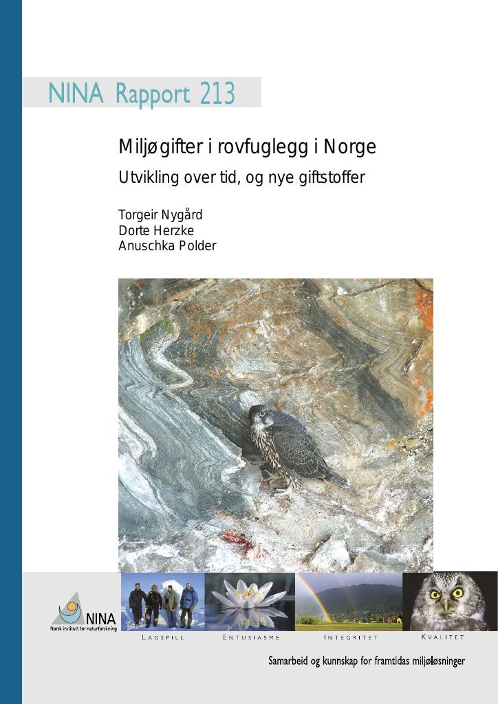 Forsiden av dokumentet Miljøgifter i rovfuglegg i Norge