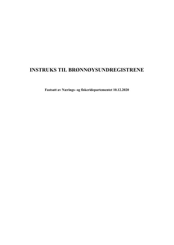 Forsiden av dokumentet Instruks Brønnøysundregistrene 2021
