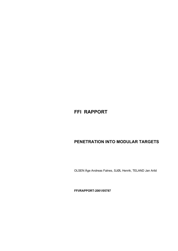 Forsiden av dokumentet Penetration into modular targets