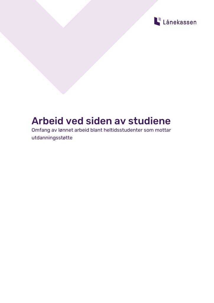 Forsiden av dokumentet Arbeid ved siden av studiene