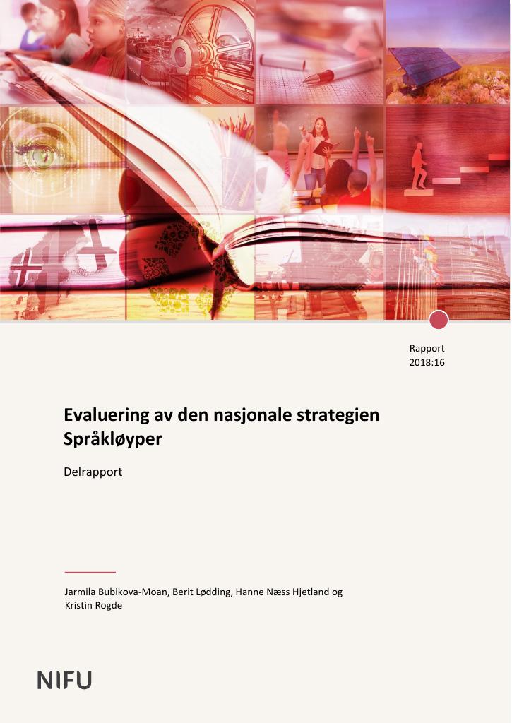 Forsiden av dokumentet Evaluering av den nasjonale strategien Språkløyper