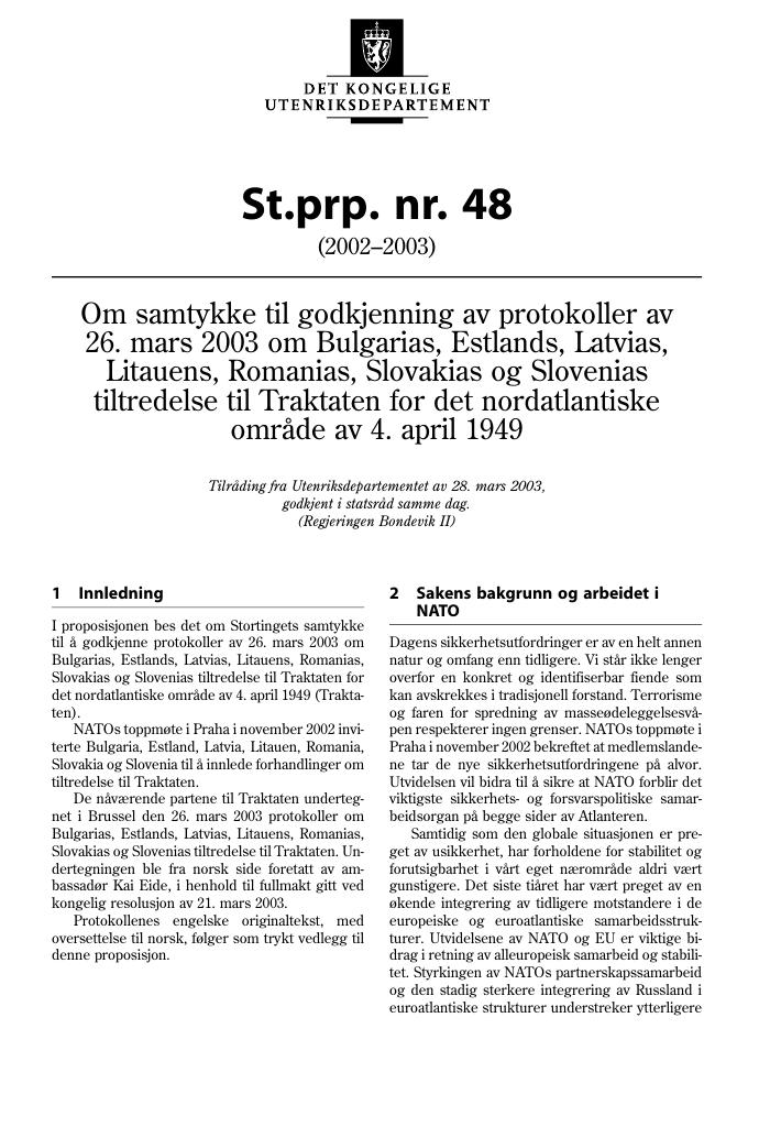 Forsiden av dokumentet St.prp. nr. 48 (2002-2003)