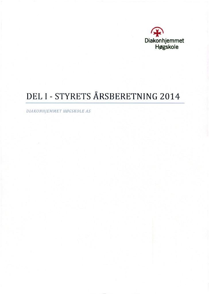 Forsiden av dokumentet Årsrapport Diakonhjemmet høgskole 2014