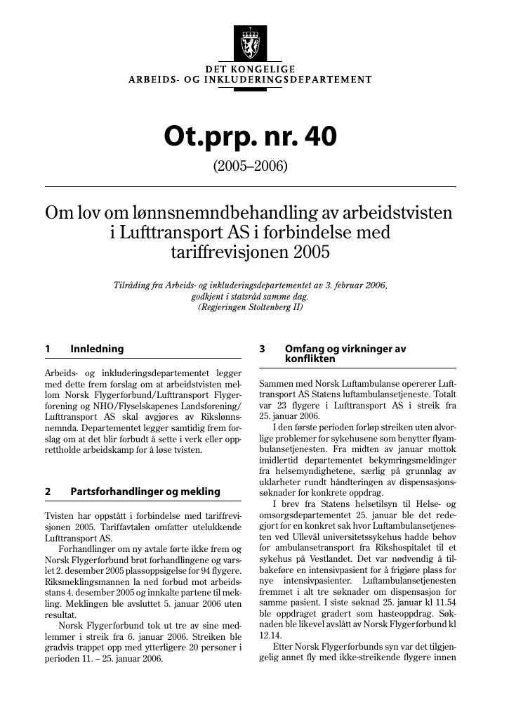 Forsiden av dokumentet Ot.prp. nr. 40 (2005-2006)