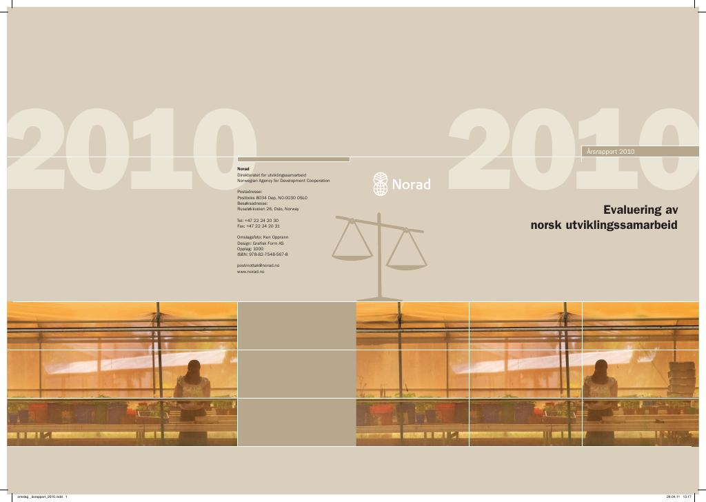 Forsiden av dokumentet Årsrapport 2010 om evaluering