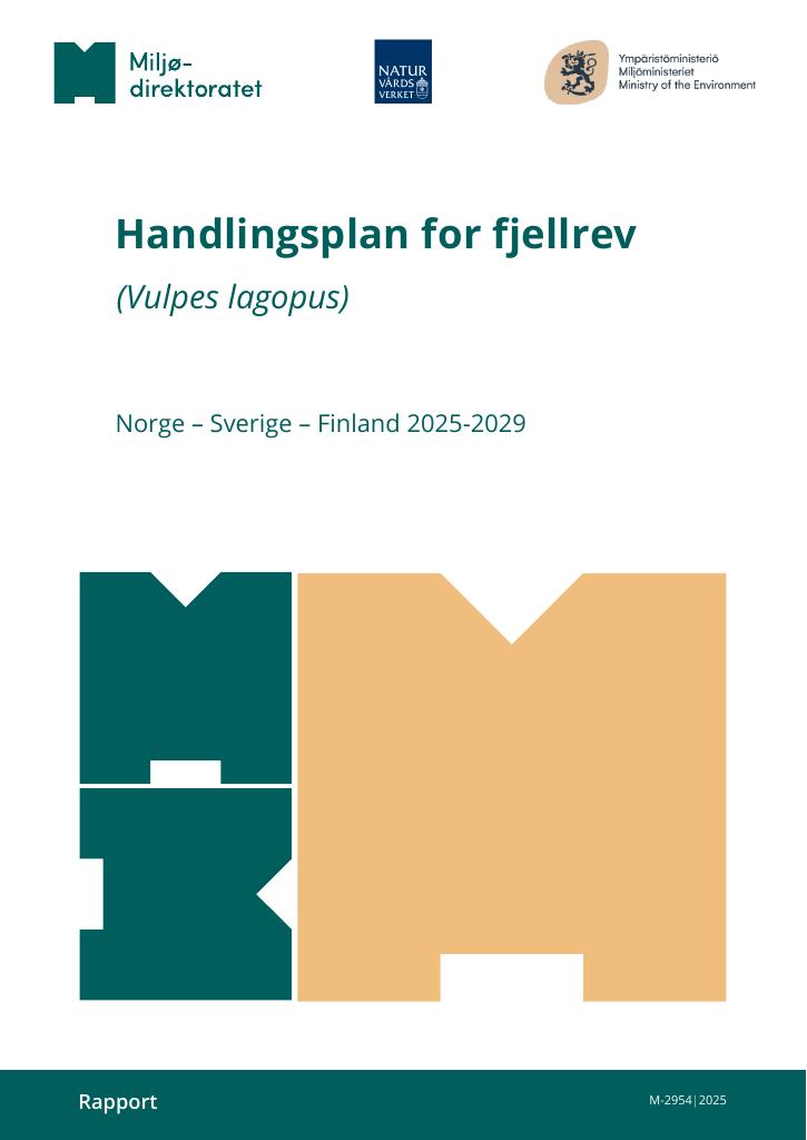 Forsiden av dokumentet Handlingsplan for fjellrev (Vulpes lagopus) : M-2954