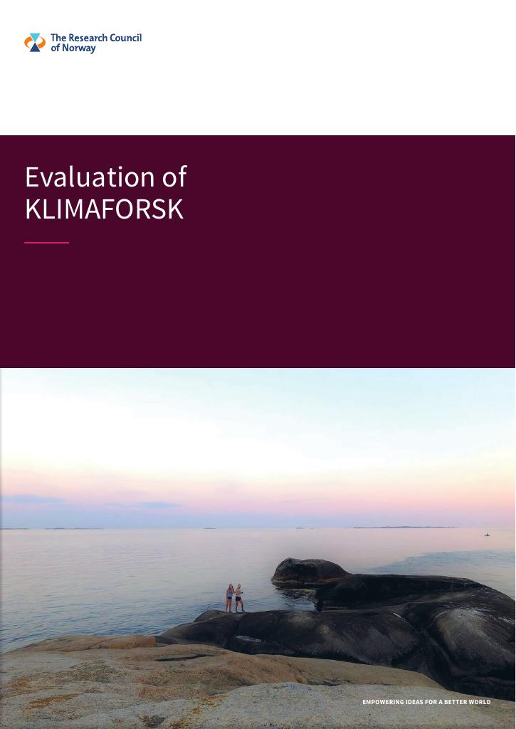 Forsiden av dokumentet Evaluation of KLIMAFORSK