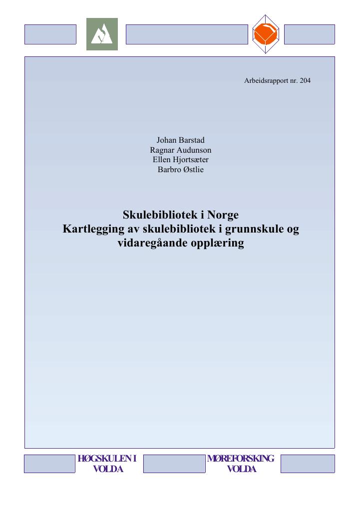 Kartlegging Av Skulebibliotek I Grunnskule Og Vidaregåande Opplæring ...