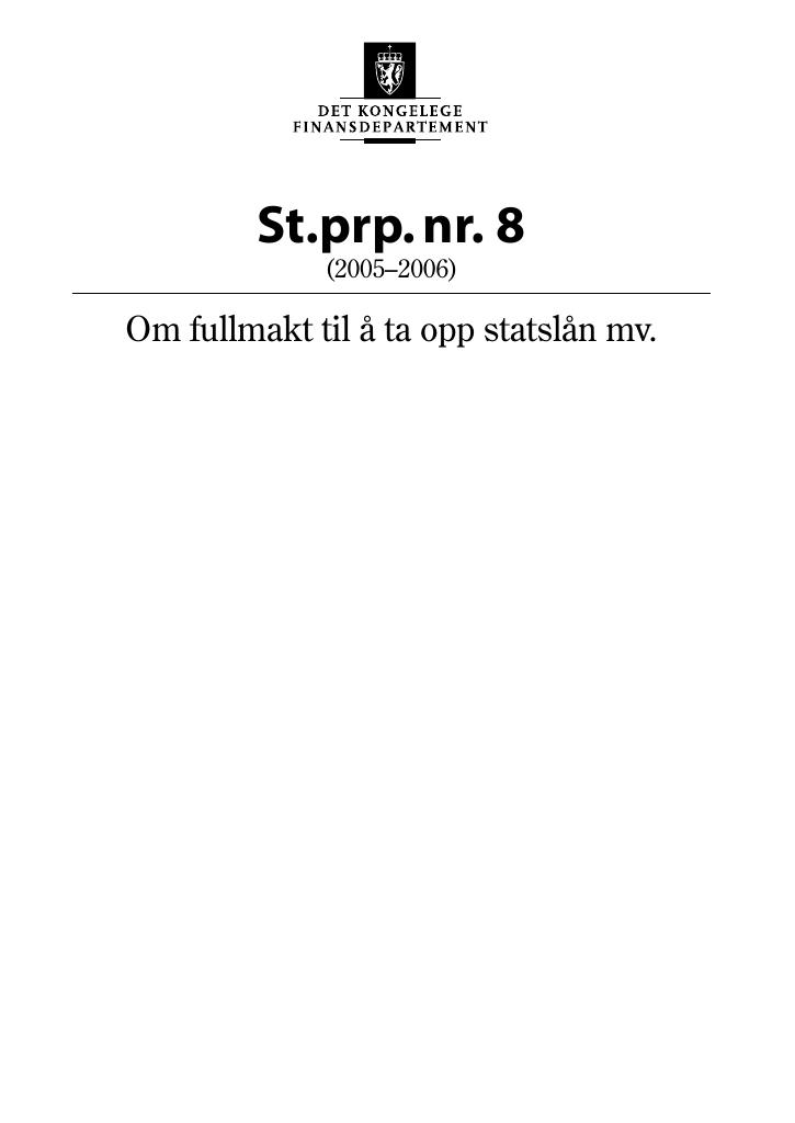 Forsiden av dokumentet St.prp. nr. 8 (2005-2006)