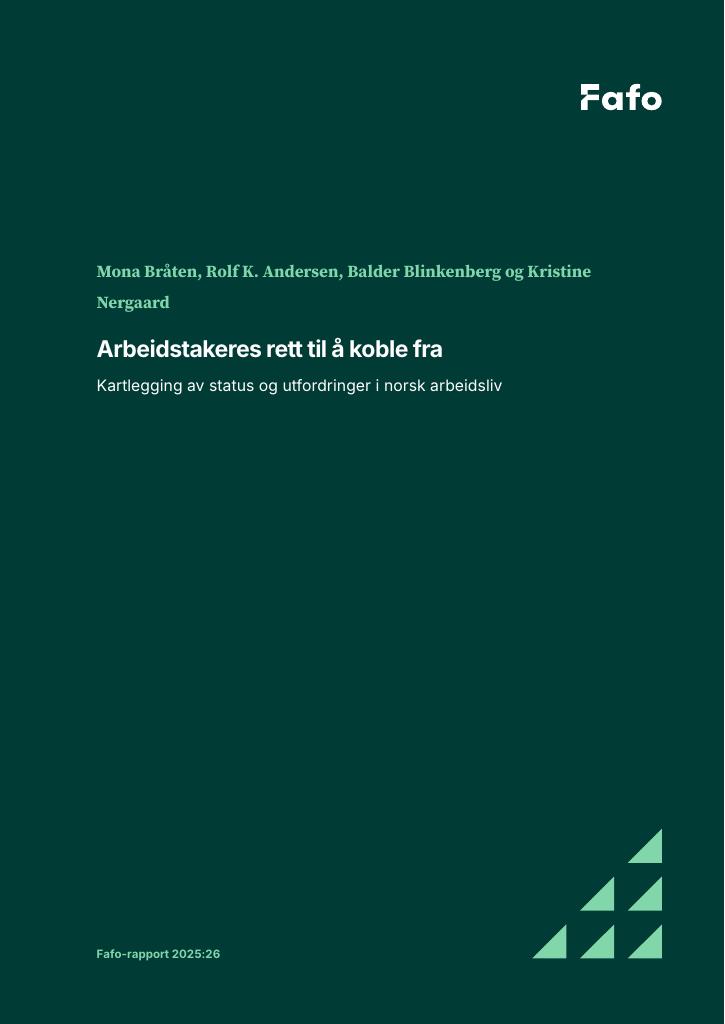 Forsiden av dokumentet Arbeidstakeres rett til å koble fra