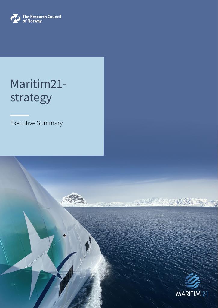 Forsiden av dokumentet Maritim21 - strategy : Executive Summary