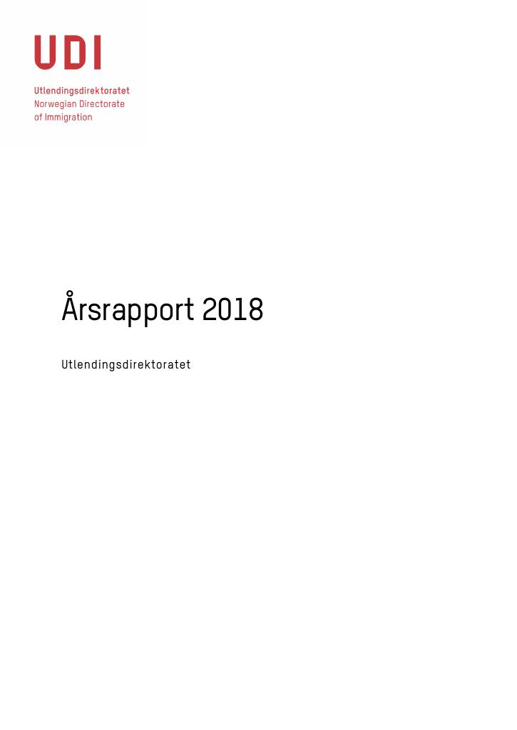 Forsiden av dokumentet Årsrapport UDI 2018