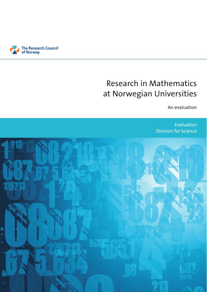 Forsiden av dokumentet Research in Mathematics at Norwegian Universities
