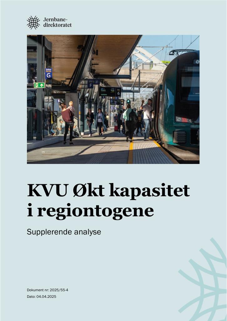 Forsiden av dokumentet Supplerende analyse - Økt kapasitet i regiontogene