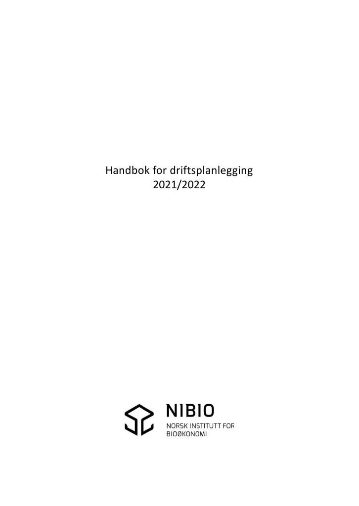 Forsiden av dokumentet Handbok for driftsplanlegging 2021/2022