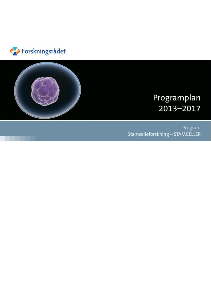 Forsiden av dokumentet Programplan 2013 - 2017